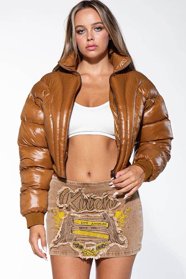 PINK CROP PUFFER JACKET