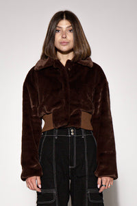 Fuzzy Faux Fur Crop Jacket