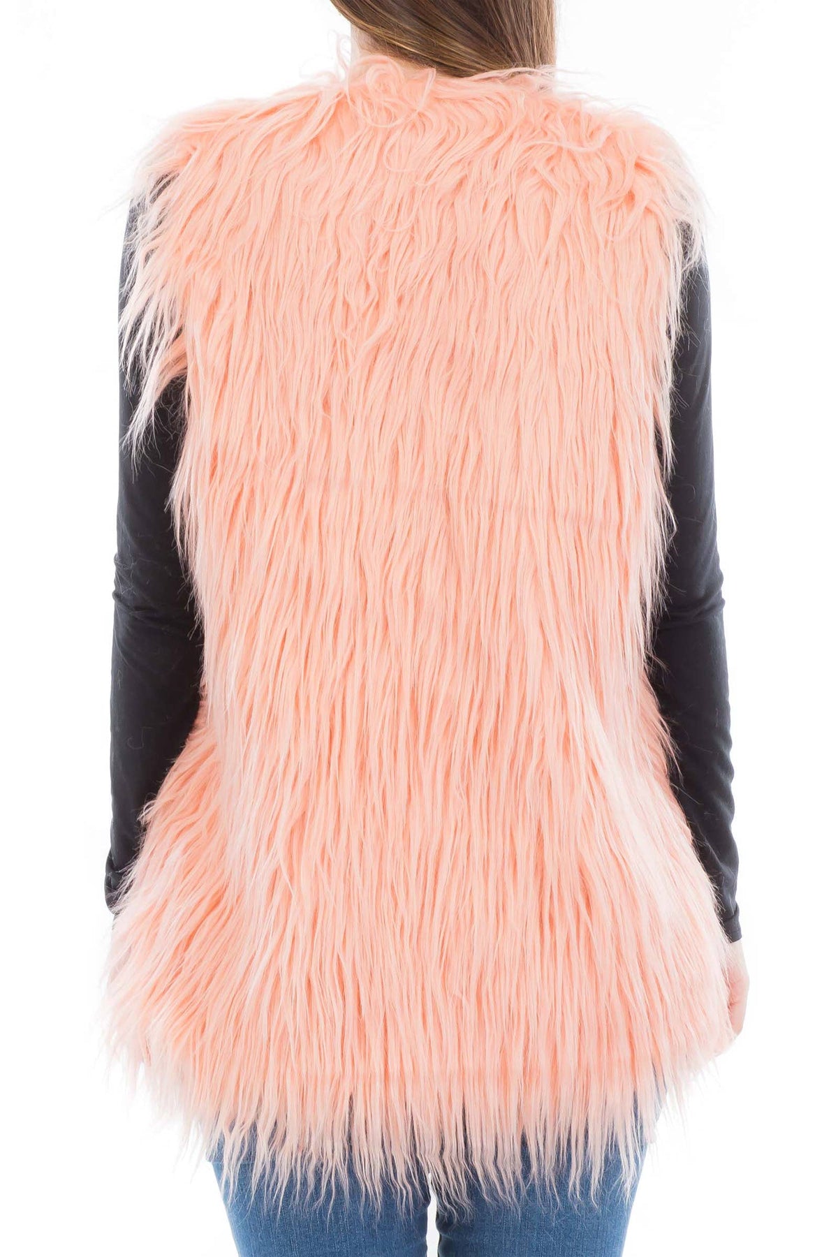 Solid Shaggy Faux Fur Vest