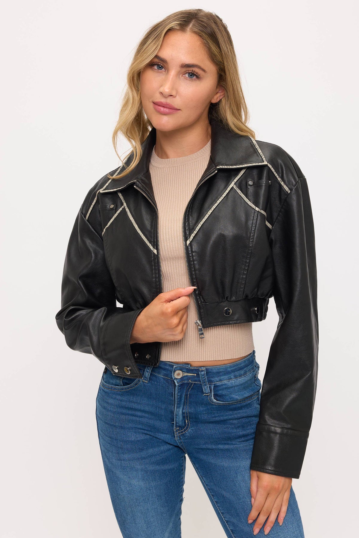 Cropped Moto Jacket