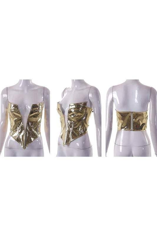 Metallic bustier top