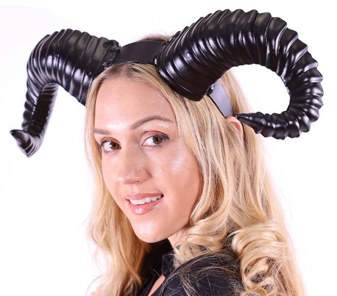 Black Ram Horns Headband