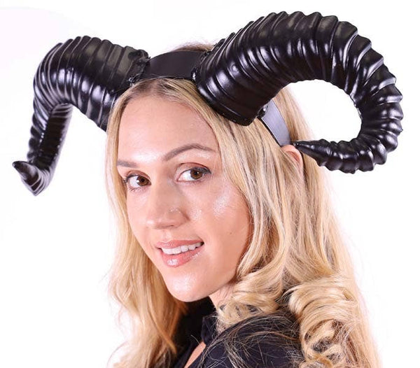 Black Ram Horns Headband