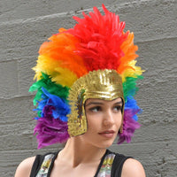 Feather Headdress Section With Sequins - Rainbow