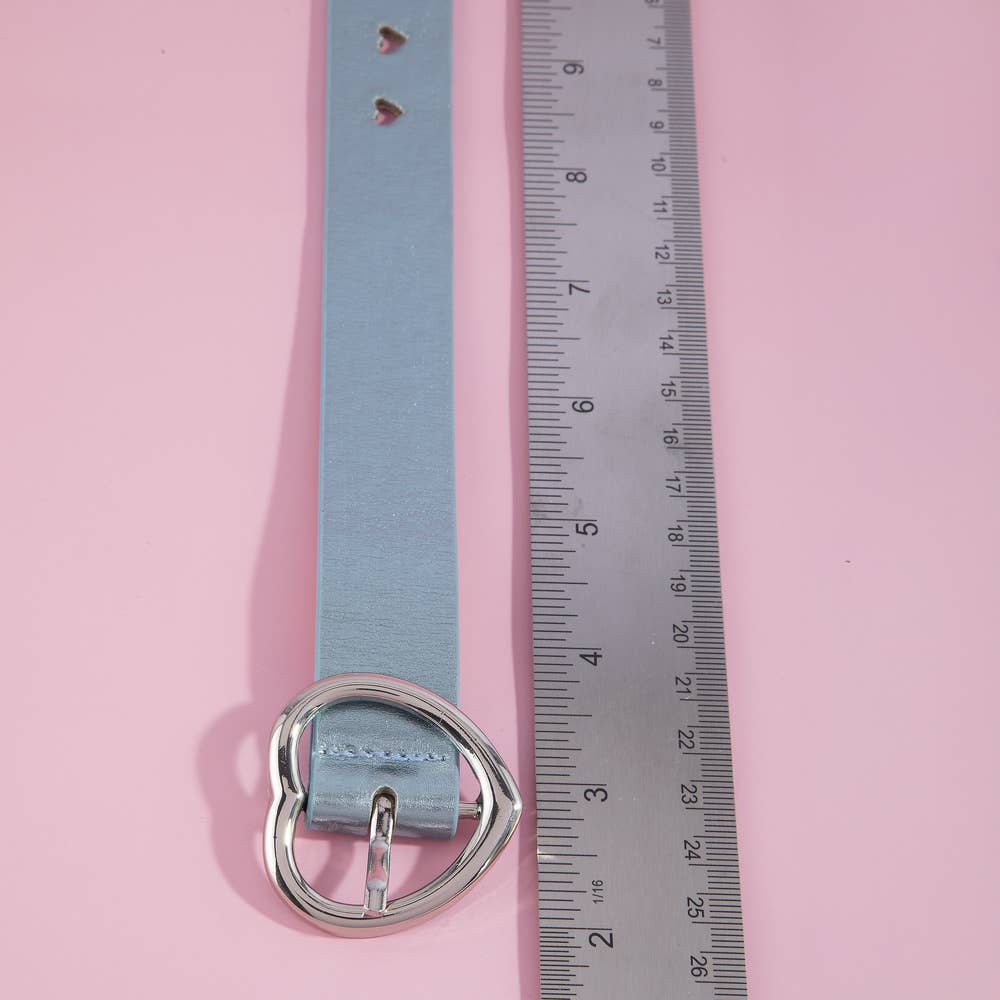 Heart Buckle Heart Punched Metallic Belt