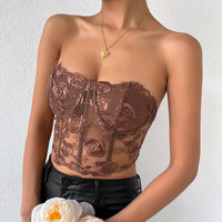 Rose Lace Strapless Bustier