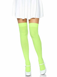 Luna Thigh High Stockings: Neon Green / One Size