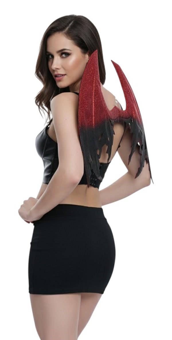 Red & Black Glitter Devil Wings