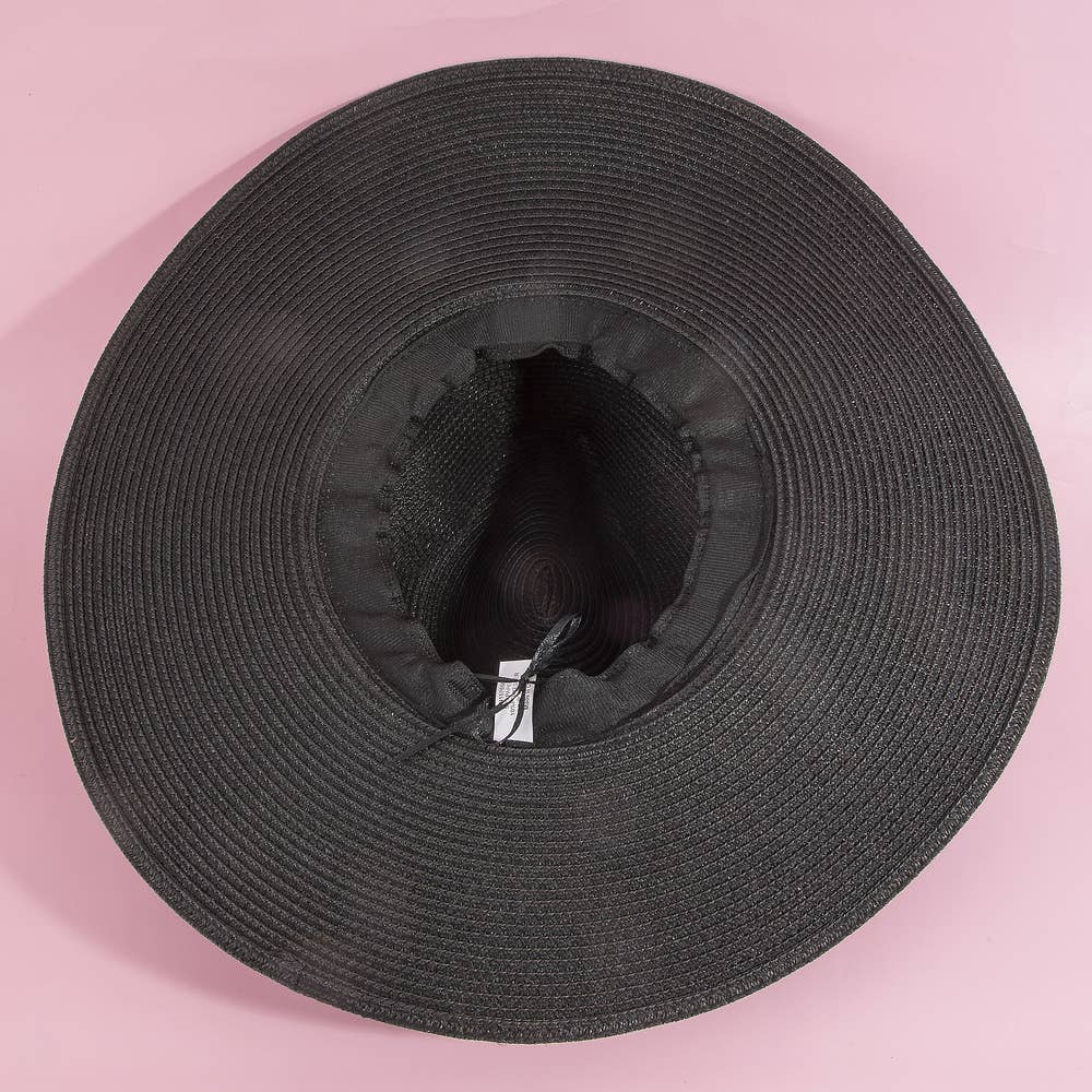 Paper Straw Fedora With Leather Studded Band