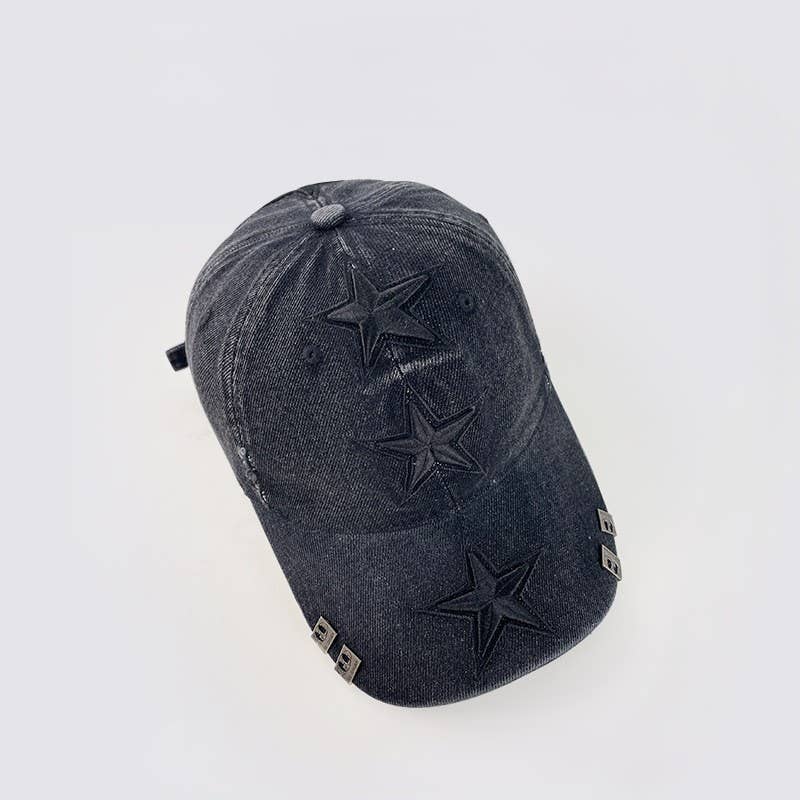 Retro Raised Star Embroidery Baseball Cap