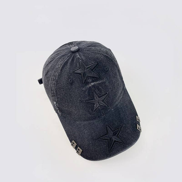 Retro Raised Star Embroidery Baseball Cap