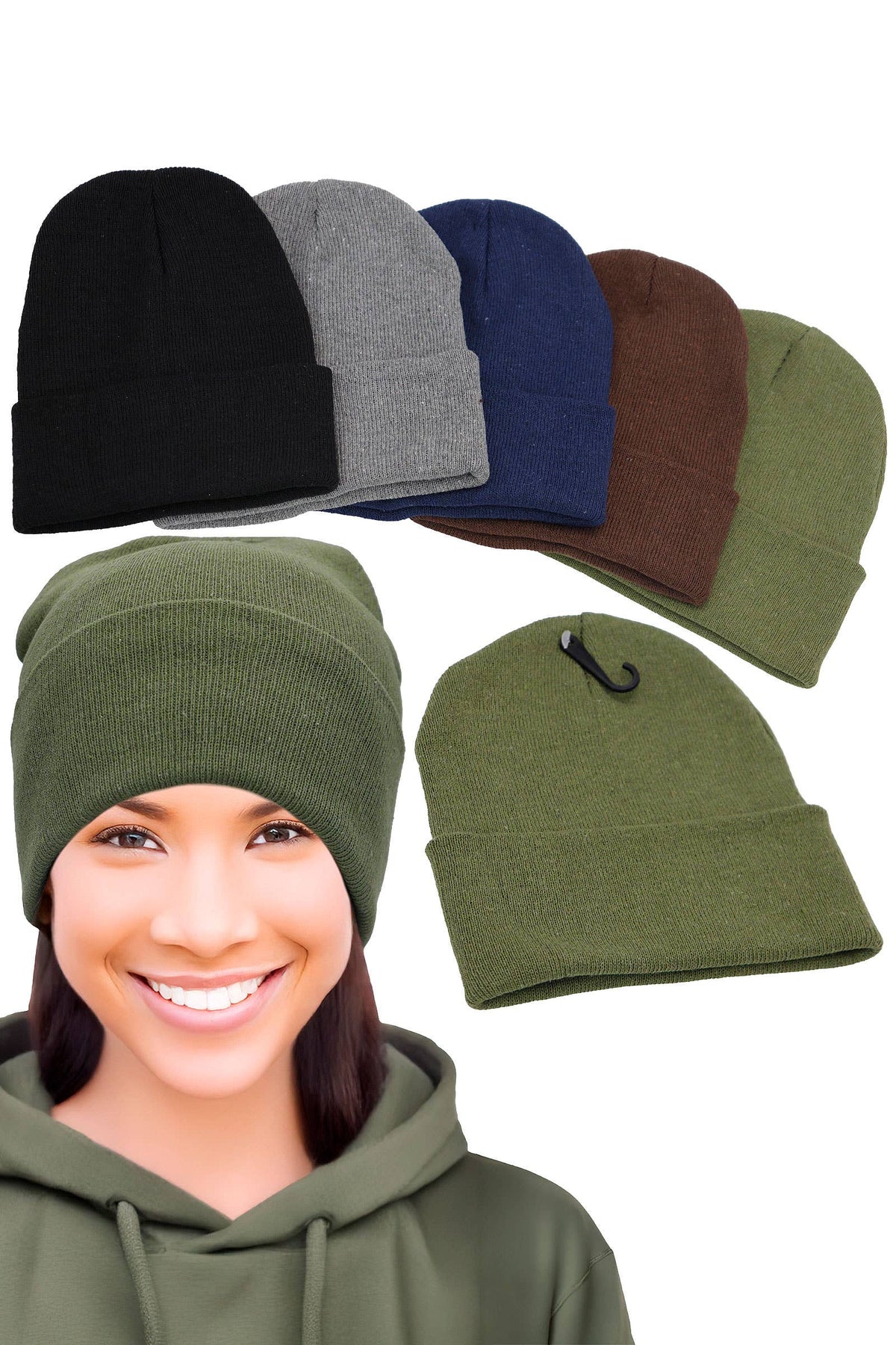 Dark Neutrals Acrylic Cuffed Beanie