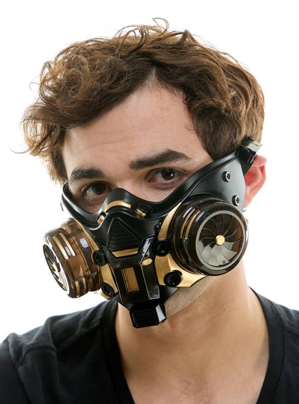 Light-Up Gold Cyberpunk Mask