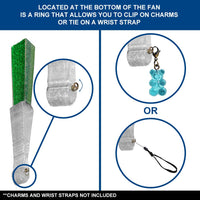 Glitter Green Small Hand Fan (Clear Handle)