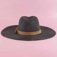 Paper Straw Fedora With Leather Studded Band
