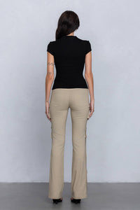 Stretchy flared cargo pants