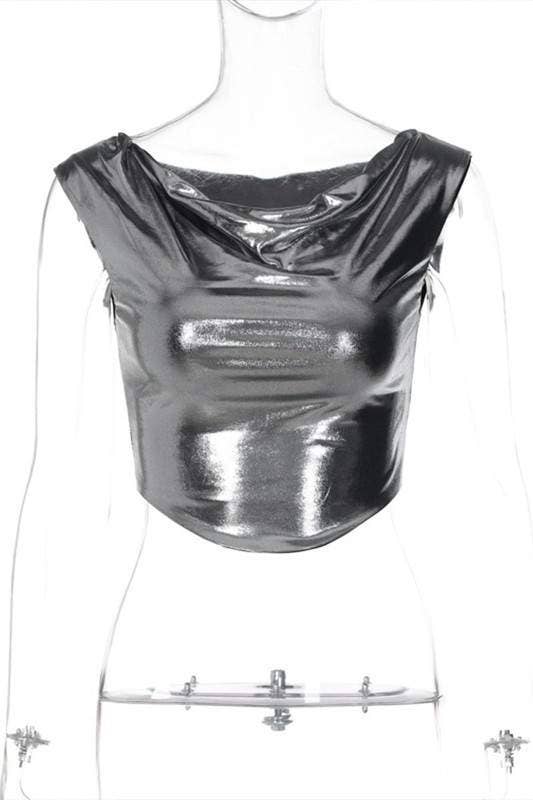 Metallic sleeveless crop top