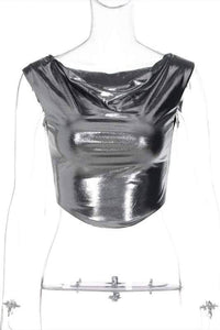 Metallic sleeveless crop top