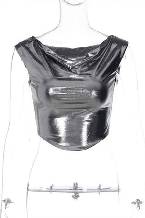 Metallic sleeveless crop top