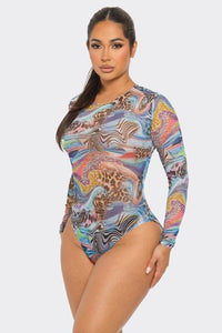 Mesh Bodysuit Print