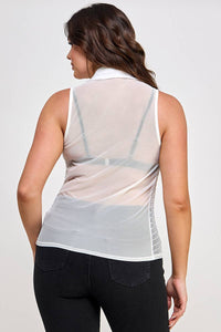 Collared Mesh Top