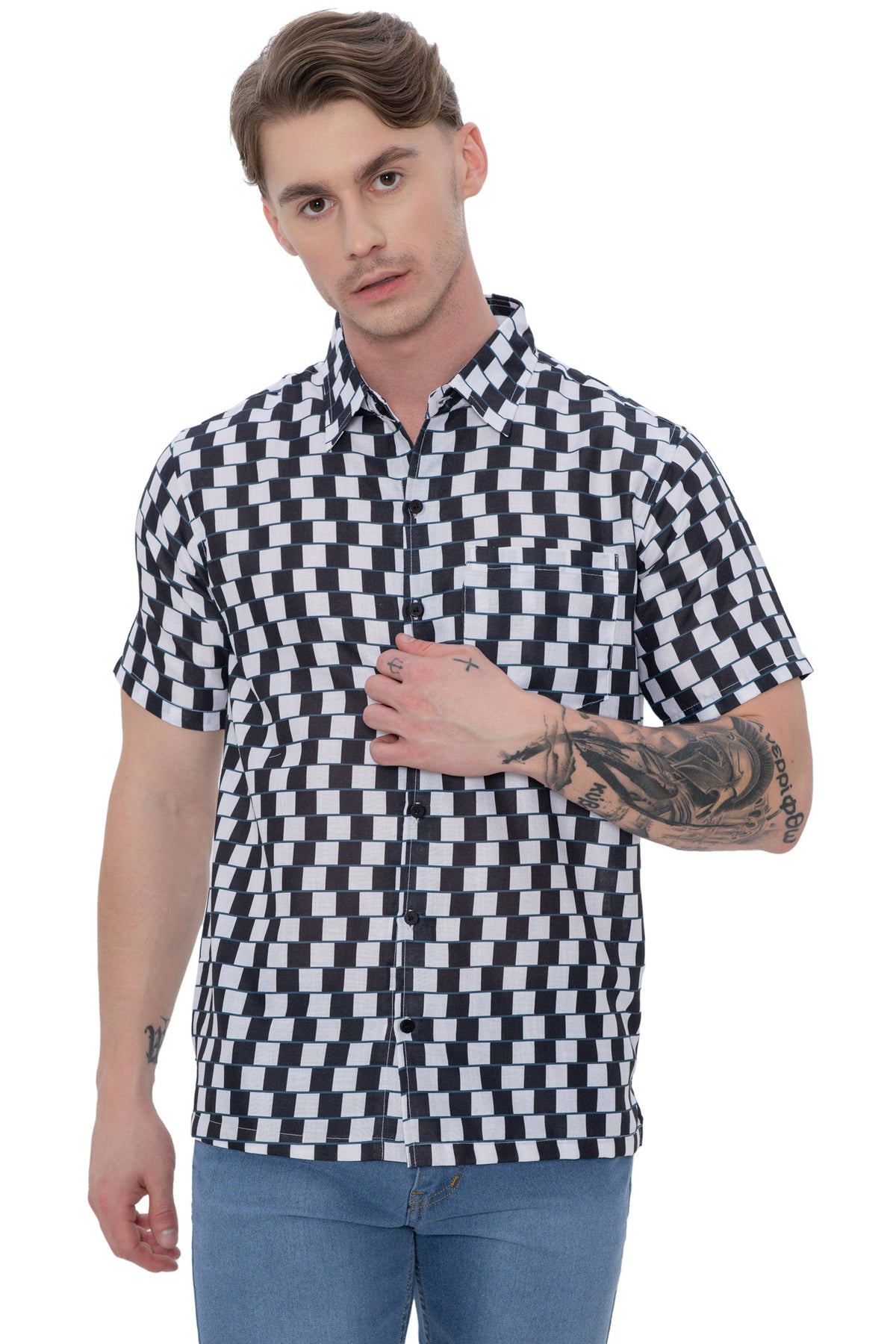 Mens Shirts Black Abstract