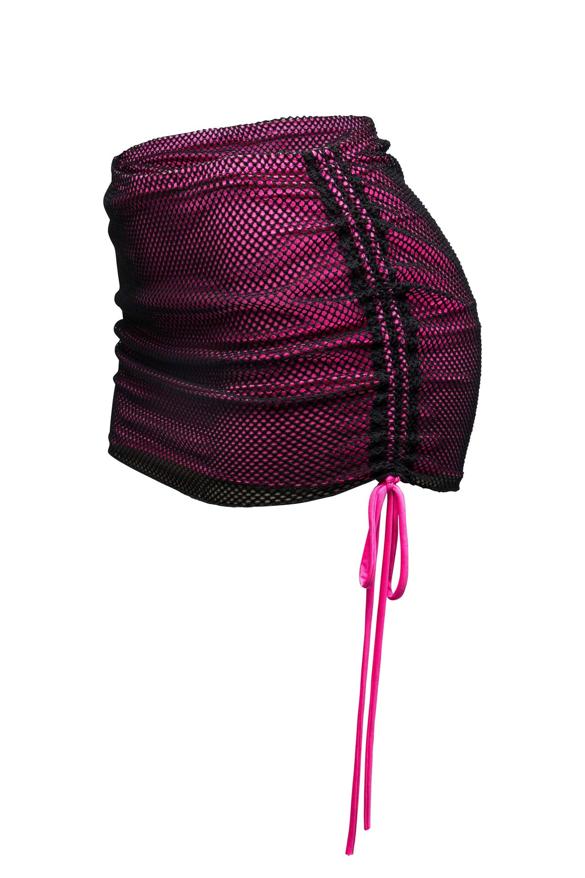 Ruched mesh contrast mini skirt