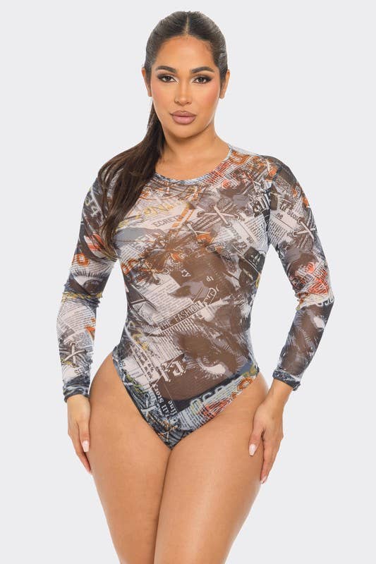 Mesh Bodysuit Print