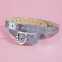 Heart Buckle Heart Punched Metallic Belt