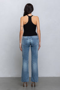 Studded v-neck ribbed tank top