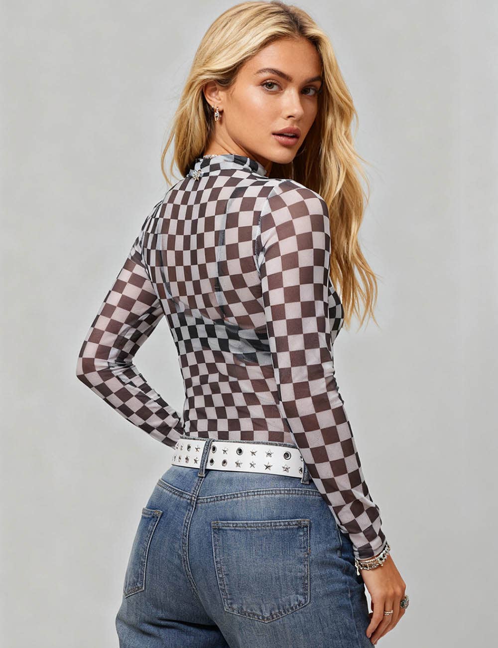 Sheer Bodysuit Grid Mesh