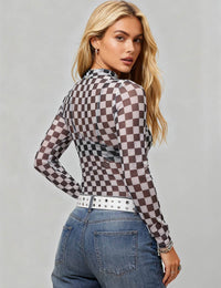 Sheer Bodysuit Grid Mesh