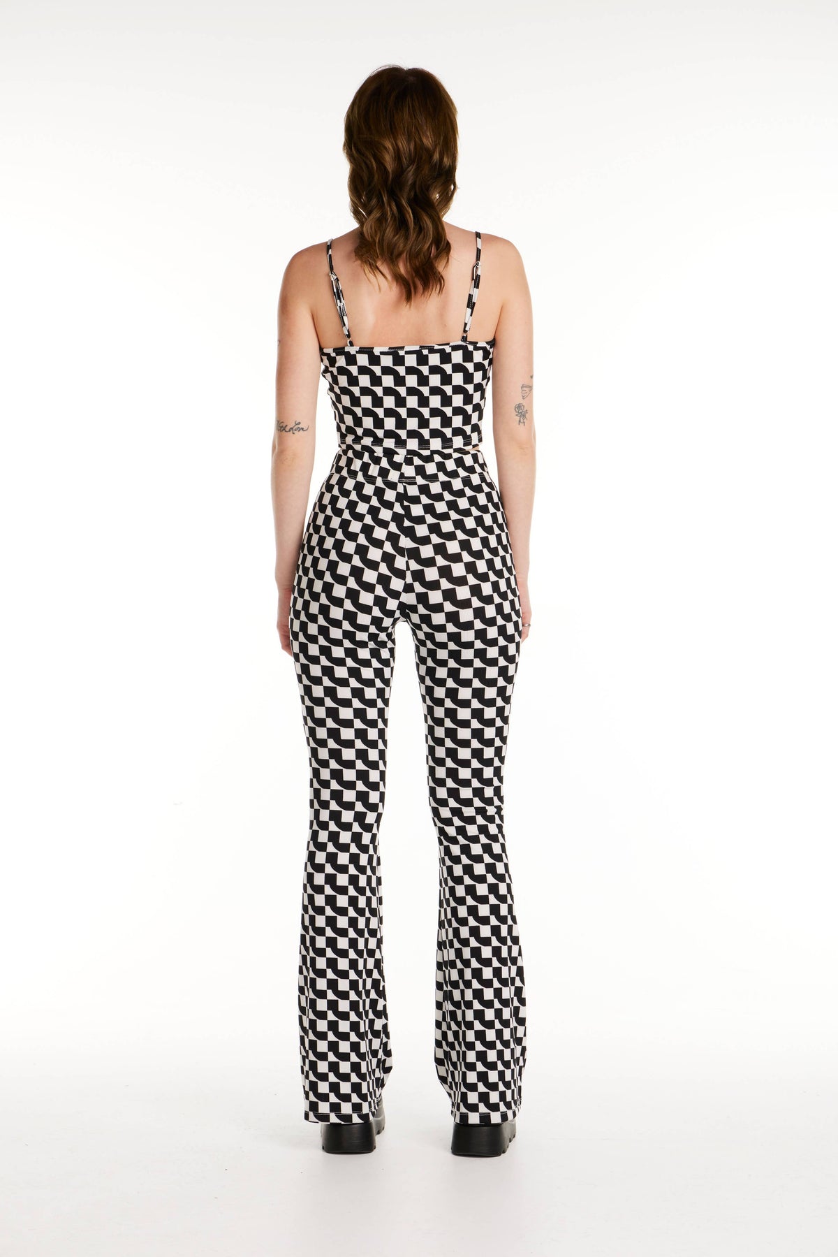 Geo Ribbed Knit Flared Pants