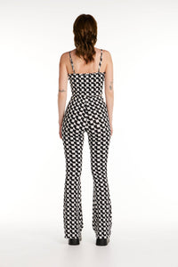 Geo Ribbed Knit Flared Pants