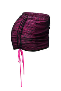 Ruched mesh contrast mini skirt