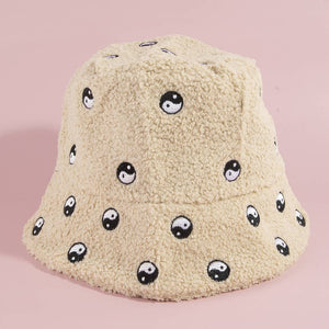 Yin Yang Patch Sherpa Teddy Bucket Hat