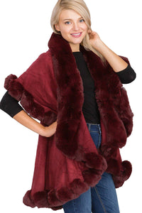 Luxury Bubble Faux Fur Double Layered Cape Poncho