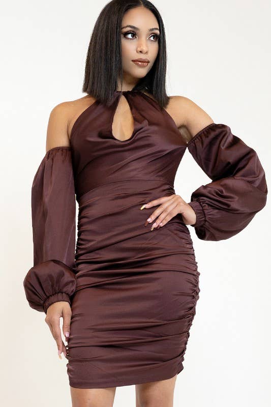 Off Shoulder Satin Dress