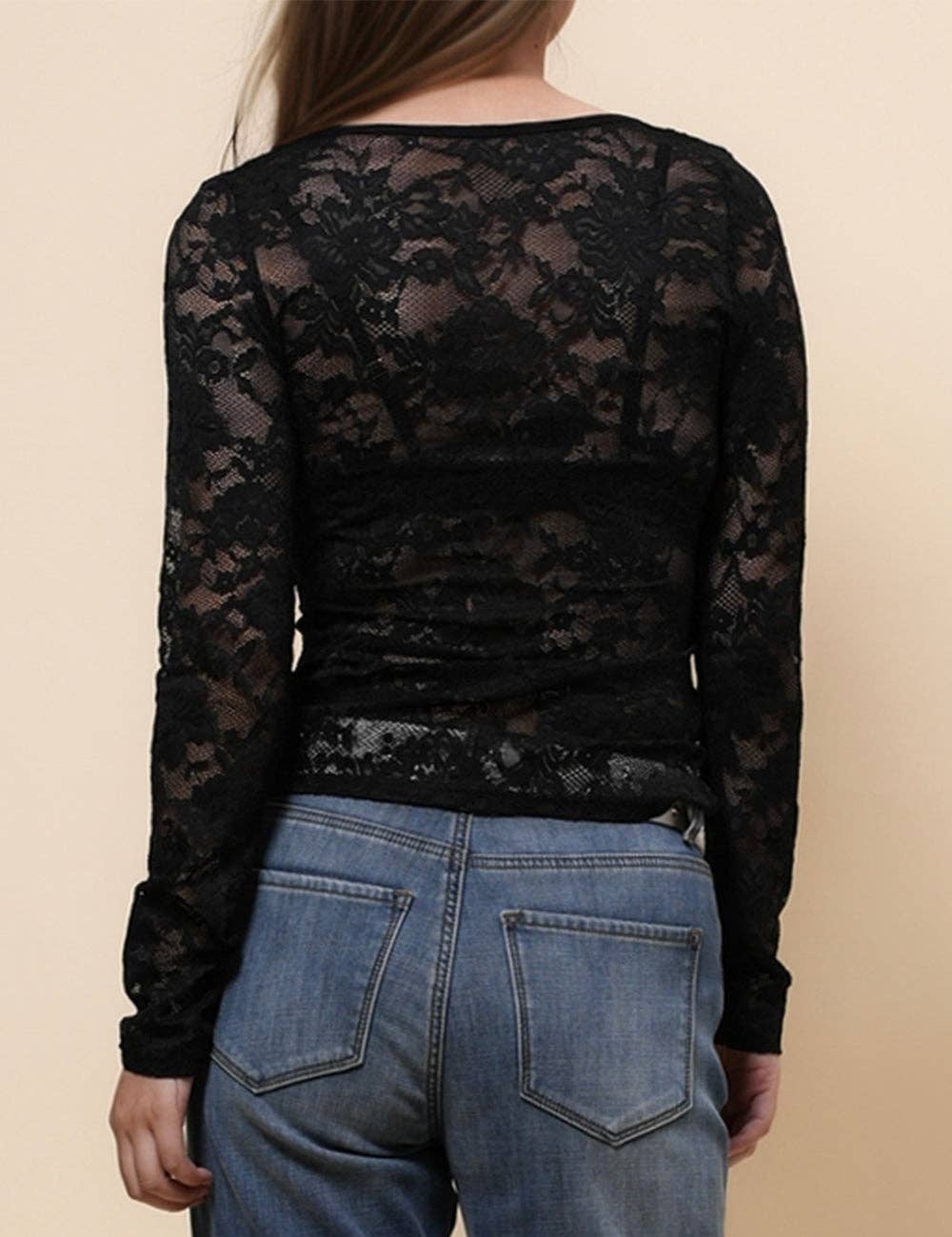 V-Neck Floral Lace Top