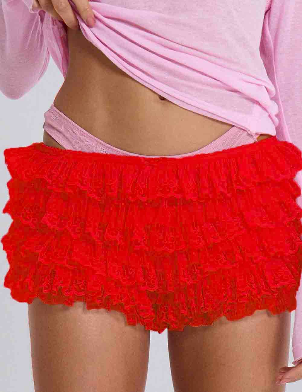 Lace Mesh Ruffle Shorts