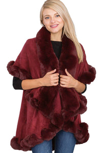 Luxury Bubble Faux Fur Double Layered Cape Poncho