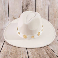 Gold Sun Concho Band Wide Brim Felt Hat