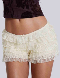Lace Mesh Ruffle Shorts
