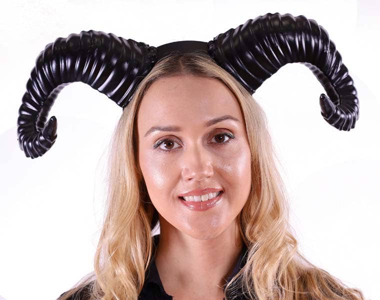 Black Ram Horns Headband