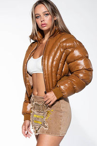 PINK CROP PUFFER JACKET