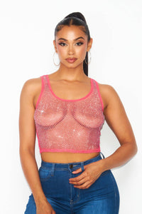 Rhinestone Cropped Tank