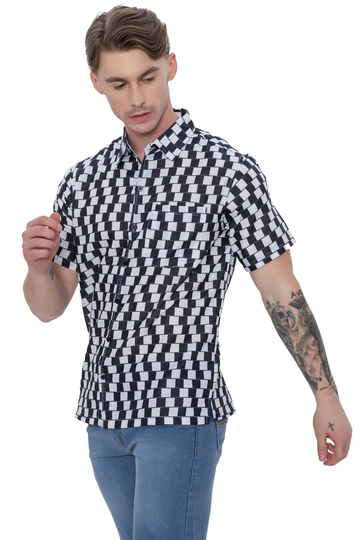 Mens Shirts Black Abstract