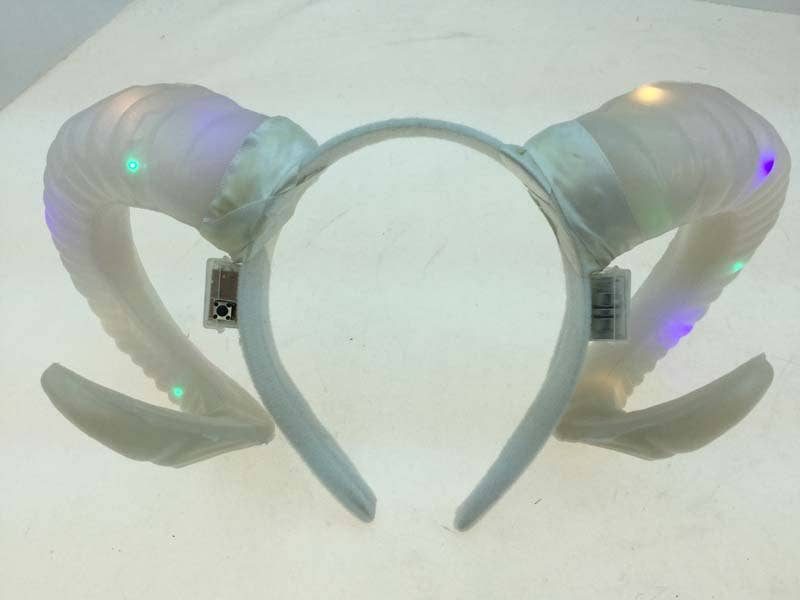 Light-Up White Ram Horn Headband