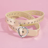 Heart Buckle Heart Punched Metallic Belt