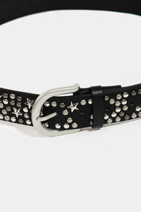 Metallic Stars And Stud Vegan Leather Belt